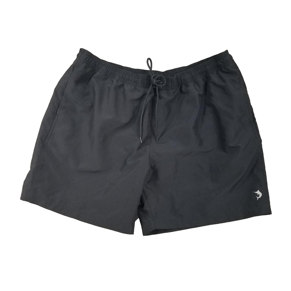 Reel Legends Swim Shorts Mens‎ 2XL Black Polyester Drawstring Lined Pool Trunks